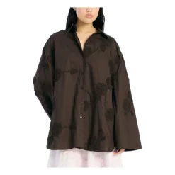 ROTATE Birger Christensen Bluser & Skjorter*Flower Oversized Shirt Brun