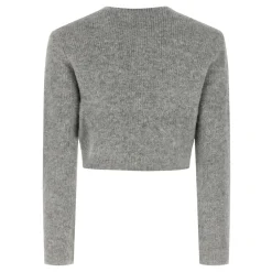 Self Portrait Striktrøjer & Sweatere*Fluffy Crystal Trim Cardigan Grå