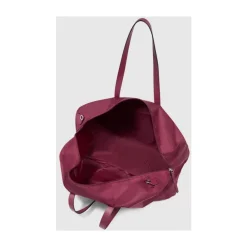 Piquadro Rejsetasker*Foldable duffel bag for women in fabric and leather pocket for Smart Tracker Rød