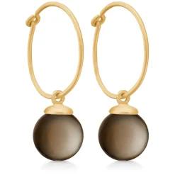 Frk. Lisberg Smykker*Forgyldt sterlingsølv Creoløreringe med røgkvarts Gul