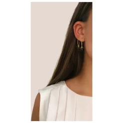 Frk. Lisberg Smykker*Forgyldt sterlingsølv Creoløreringe med røgkvarts Gul