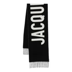 Jacquemus Tørklæder*Fringe Logo Scarf Sort