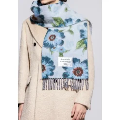 Acne Studios Tørklæder*Fringed Wool Scarf Blå