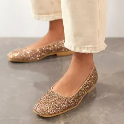 Angulus Ballerina Sko*Funklende Glitter Ballerina - Multi Glitter / Sand Multifarvet