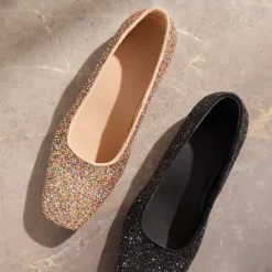 Angulus Ballerina Sko*Funklende Glitter Ballerina - Multi Glitter / Sand Multifarvet