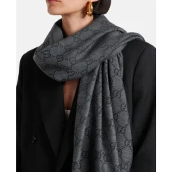 Gucci Tørklæder*GG Jacquard Pattern Strikket Halstørklæde Grå