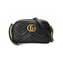 Gucci Skuldertasker*GG Marmont Small Matelassé Shoulder Taske Sort