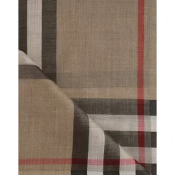 Burberry Tørklæder*Giant Check Uld- og Silketørklæde Beige