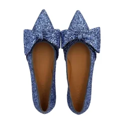 Angulus Ballerina Sko*Glitter Ballerina med Sløjfe - Indigo Blå