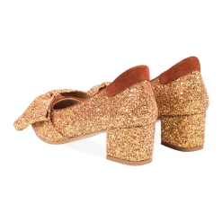 Angulus Pumps|Stiletter*Glitter Bow Pumps - Mandarin Glitter / Terracotta Multifarvet