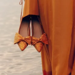 Angulus Pumps|Stiletter*Glitter Bow Pumps - Mandarin Glitter / Terracotta Multifarvet