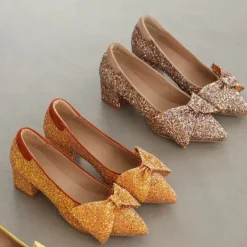 Angulus Pumps|Stiletter*Glitter Bow Pumps - Mandarin Glitter / Terracotta Multifarvet