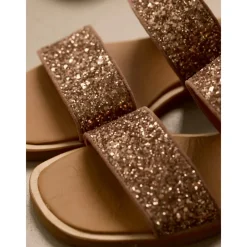 Angulus Sandaler*Glitter Sandal i Ler Glitter Brun
