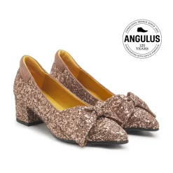 Angulus Pumps|Stiletter*Glitterpumpe med sløjfedetalje Brun