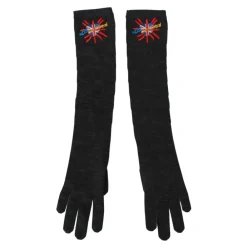 Dolce & Gabbana Handsker*Grå Broderede Uldhandsker Sort