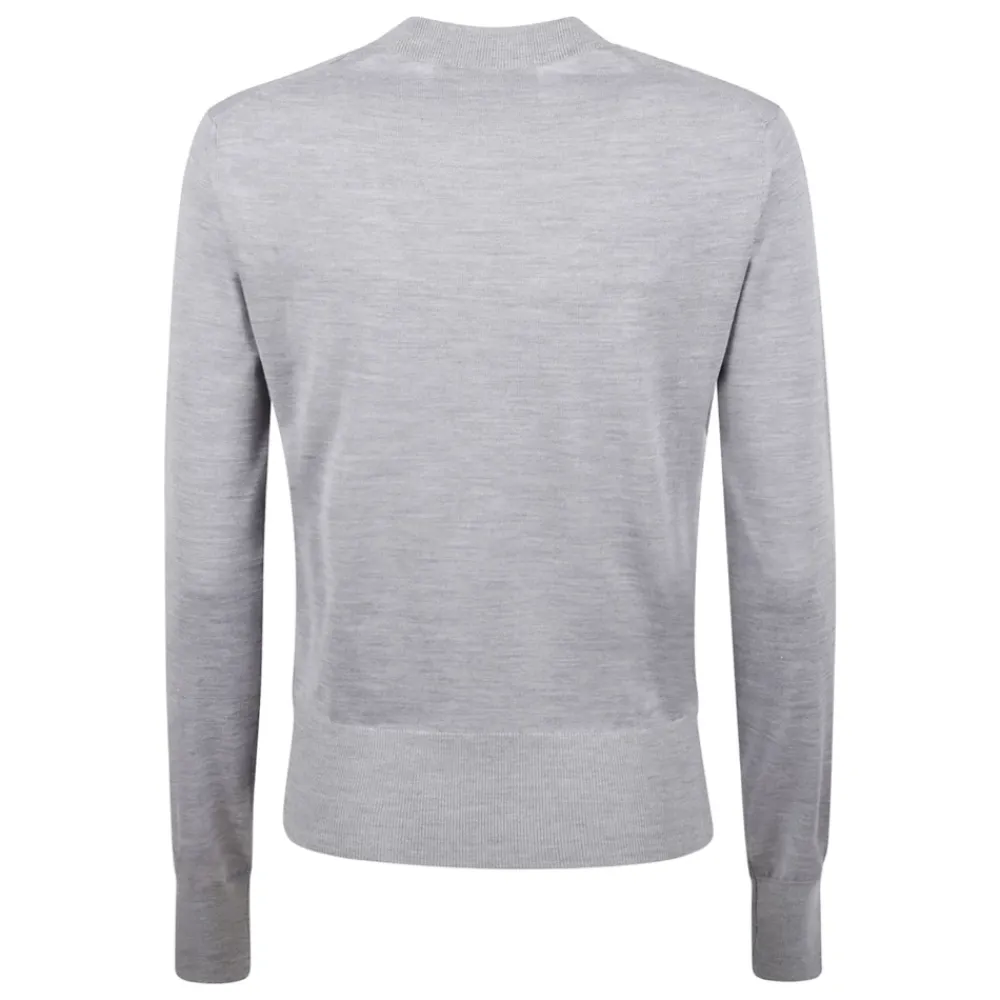 Ami Paris Striktrøjer & Sweatere*Crewneck Sweater med Ribbed Manchetter Grå