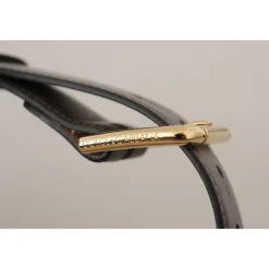 Dolce & Gabbana Bælter*Kalveskind Læder Guld Metal Logo Spænde Bælte Grå