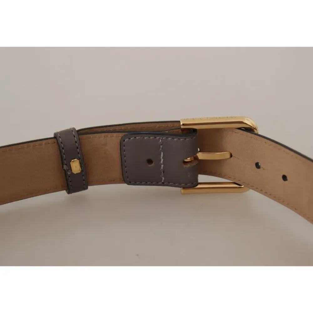 Dolce & Gabbana Bælter*Kalveskind Læder Guld Metal Logo Spænde Bælte Grå