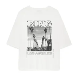 Anine Bing T-Shirts*Grafisk Tee Louis Top Elfenben Beige