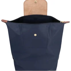 Longchamp Rygsække*Grøn Nylon Rygsæk med Læderdetaljer Blå