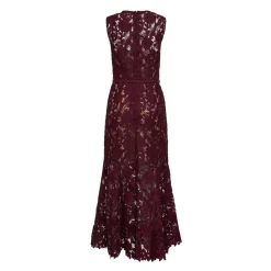 Self Portrait Kjoler*Guipure Lace Belted Midi Dress Lilla