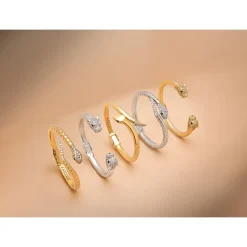 Nialaya Smykker*d CZ Panther Armbånd Gul