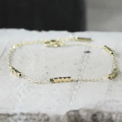 Dansk Copenhagen Smykker*d Firkantet Perlearmbånd Gul