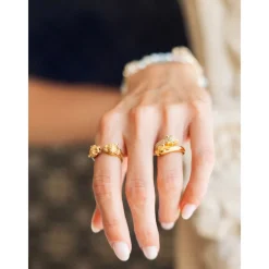 Nialaya Smykker*d Panther Ring Gul