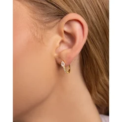 Nialaya Smykker*dbelagte CZ Hoop Øreringe Gul