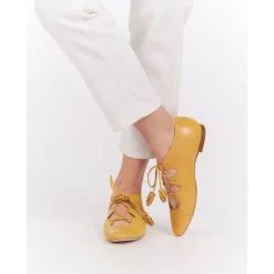 Ines de la Fressange Paris Snøresko*e Åbne Tå Richelieu Lædersko Gul