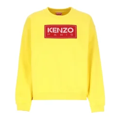 Kenzo Sweatshirts*Gylden Sweater med Paris Logo Patch Gul