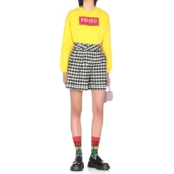 Kenzo Sweatshirts*Gylden Sweater med Paris Logo Patch Gul