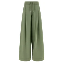 Dries Van Noten Bukser*Hadium Mélange Gauze Cotton Trousers Grøn