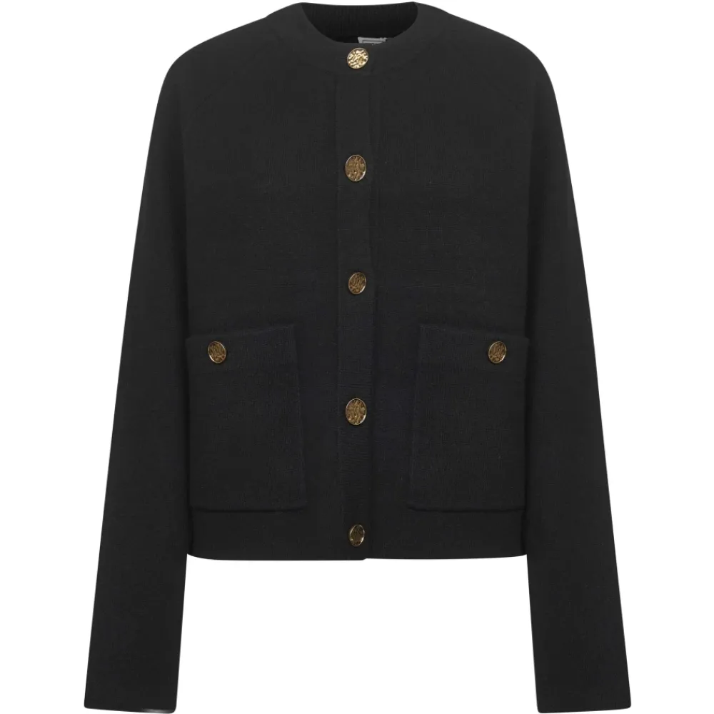 TotêMe Striktrøjer & Sweatere*Hammered Button Cardigan Sort