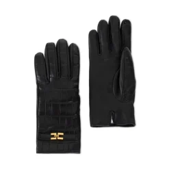 Elisabetta Franchi Handsker*Handsker i Nappalæder med Logo Detalje Sort