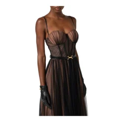 Elisabetta Franchi Handsker*Handsker i Nappalæder med Logo Detalje Sort