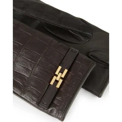 Elisabetta Franchi Handsker*Handsker i nappalæder med logo detalje Brun