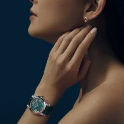 Chopard Ure*Happy Sport Kvartsur med Skive og Flydende Diamanter Grøn