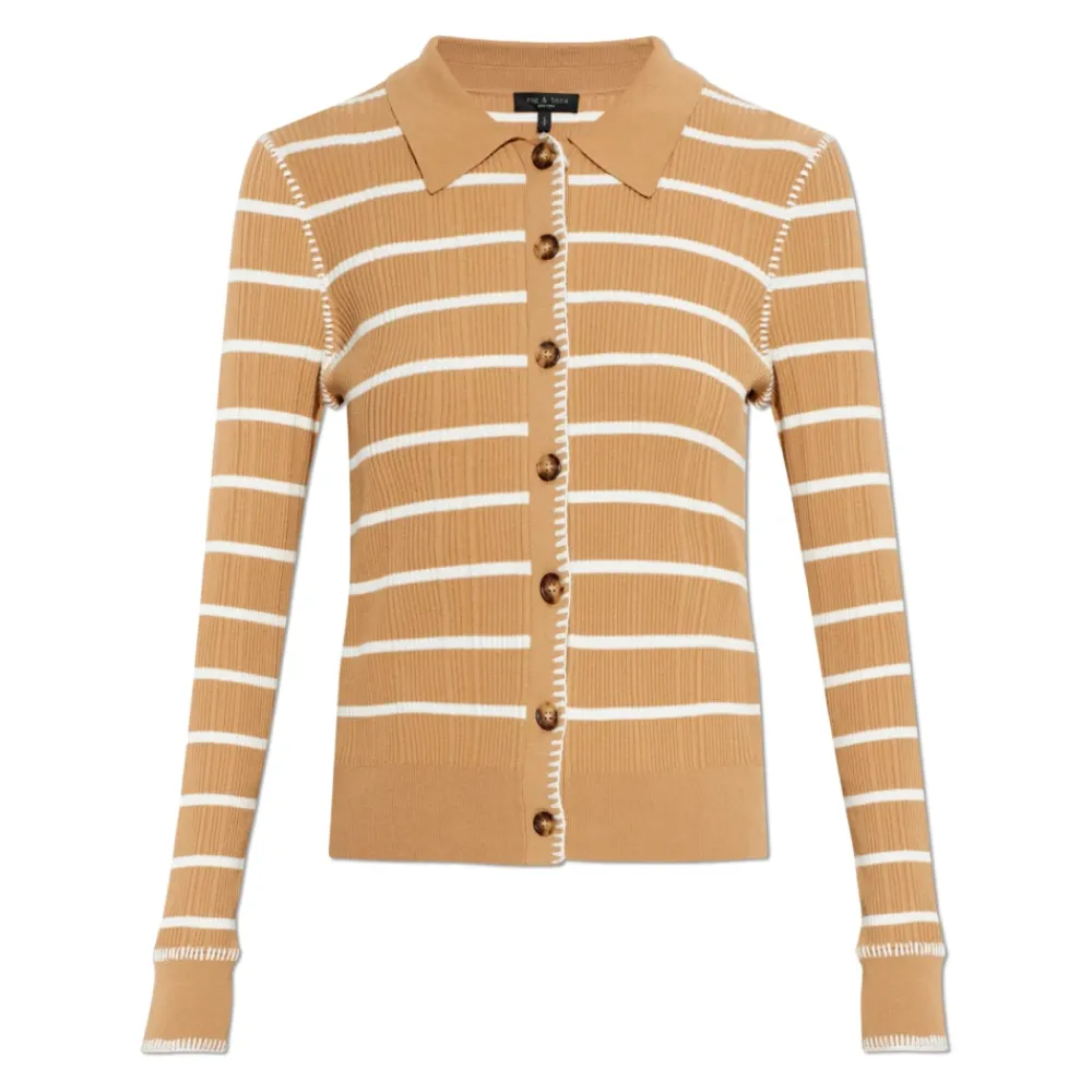 Rag & Bone Striktrøjer & Sweatere*Harper Stribet Cardigan Beige