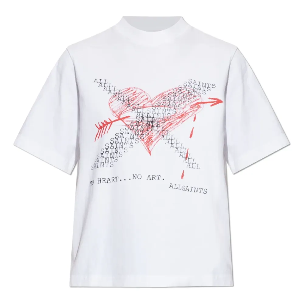 AllSaints T-Shirts*Heartache Lisa T-Shirt Hvid