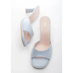 Estro Stiletter*Heeled Leather Mules Blå