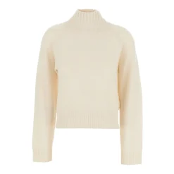 Allude Striktrøjer & Sweatere*Højhalset jumper med ribstrikket design Hvid