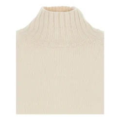 Allude Striktrøjer & Sweatere*Højhalset jumper med ribstrikket design Hvid