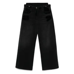 The Attico Jeans*Højtaljede Wide-Leg Denim Bukser Sort