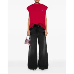 The Attico Jeans*Højtaljede Wide-Leg Denim Bukser Sort