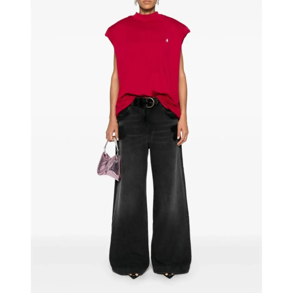 The Attico Jeans*Højtaljede Wide-Leg Denim Bukser Sort