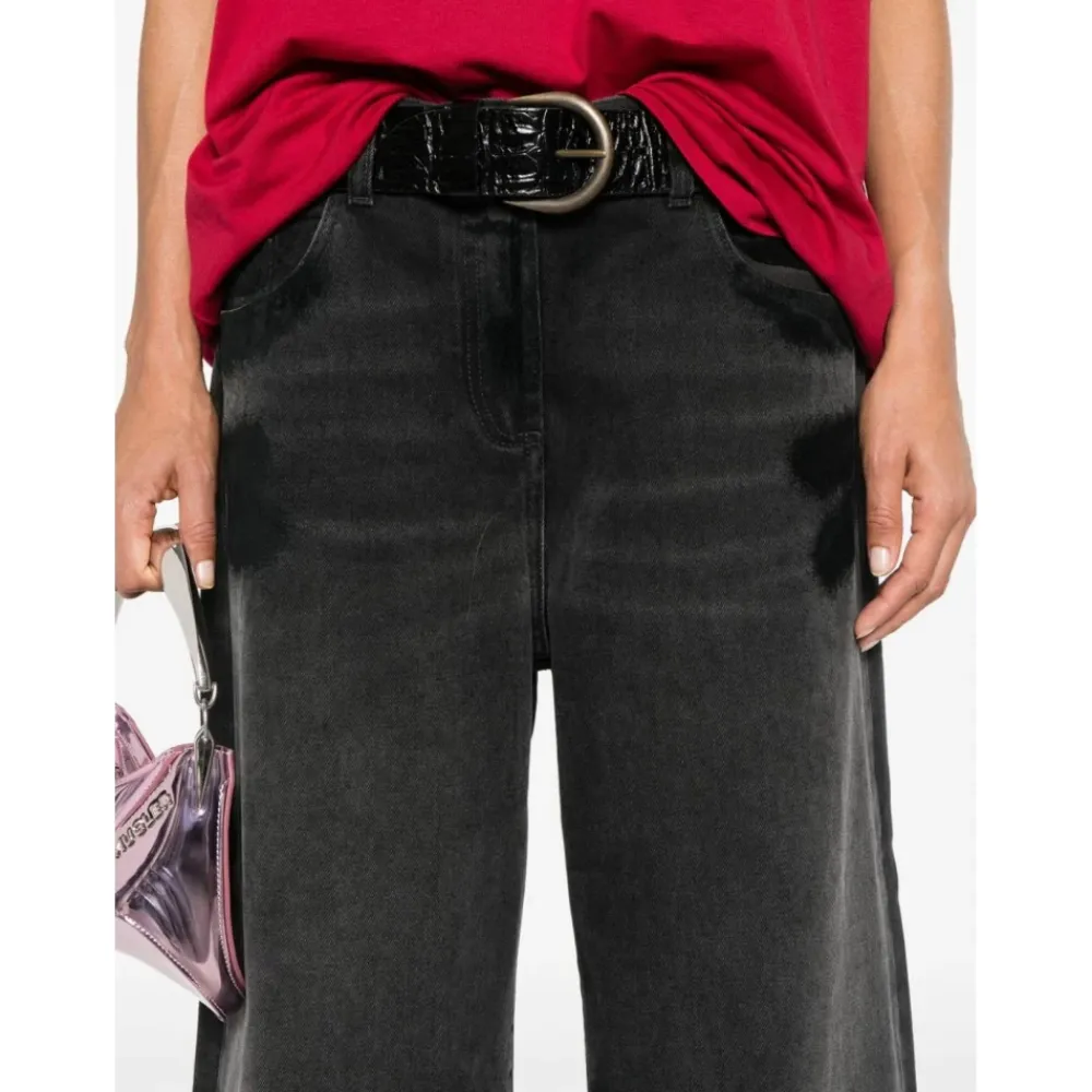 The Attico Jeans*Højtaljede Wide-Leg Denim Bukser Sort