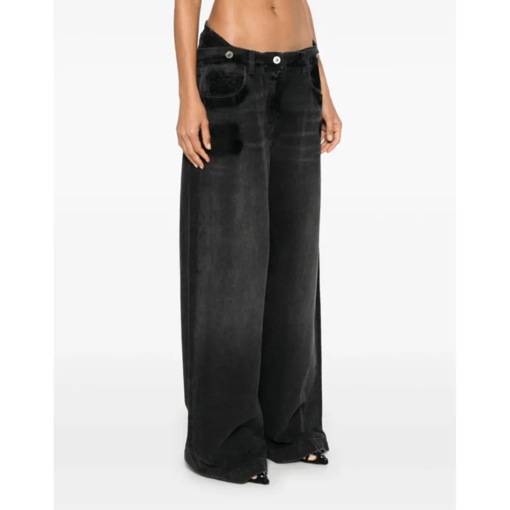 The Attico Jeans*Højtaljede Wide-Leg Denim Bukser Sort