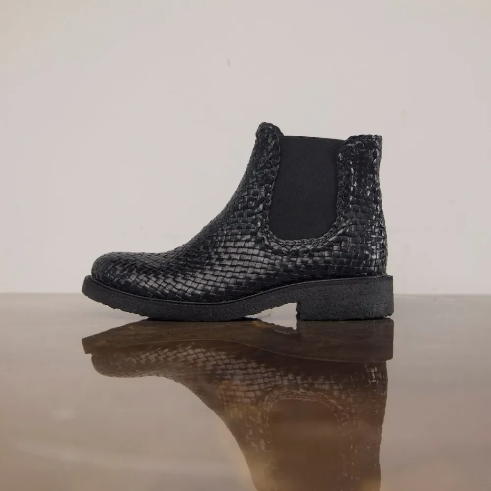 Angulus Støvler|Chelsea Boots*Håndvævet Chelsea Støvle - Sort