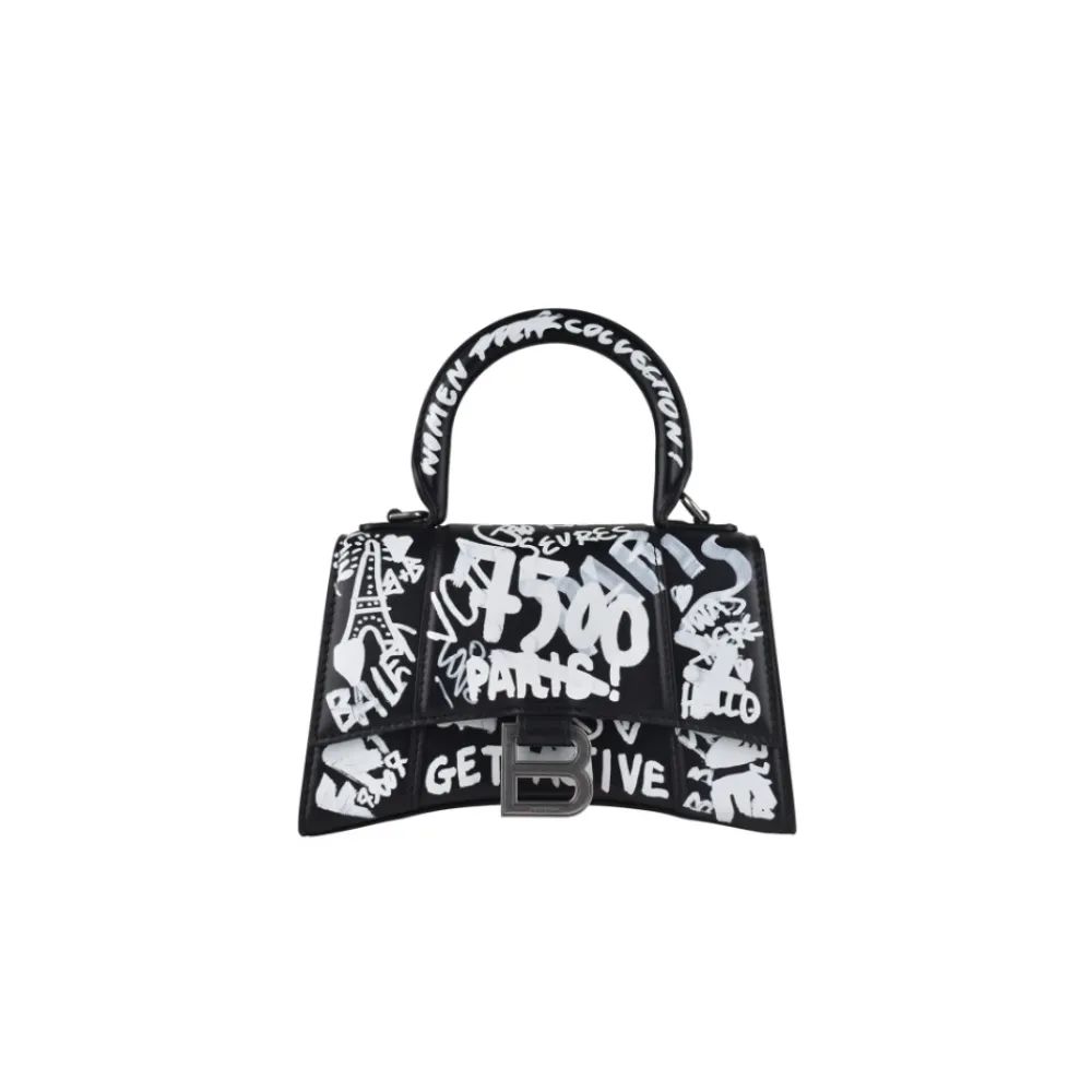 Balenciaga Bæltetasker*Hourglass XS Graphity Taske Sort